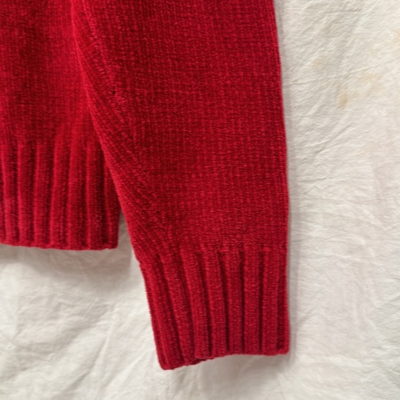 Ladies Red Sweater Talbots size S V-neck, cable knit Valentine’s Day Like New - Picture 4 of 6